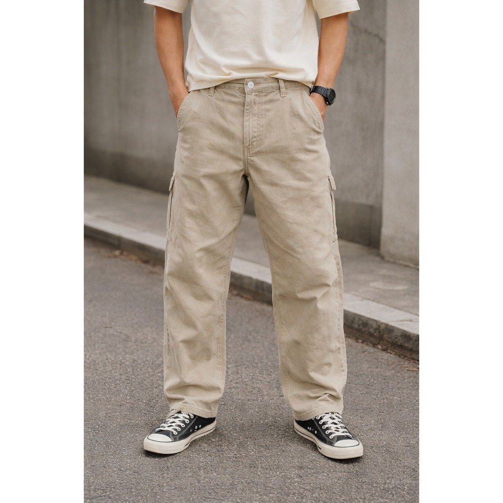 Vtg Y2K American Eagle Dungarees Workwear‎ Carpenter Pant Men 36x32 Khaki Baggy